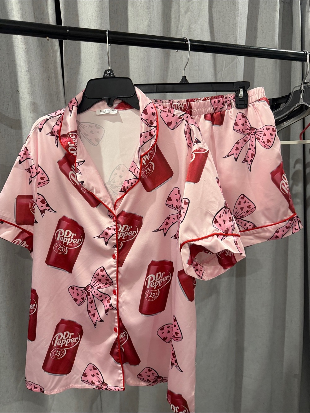 Dr Pepper Pink Bow Satin Pajama Set